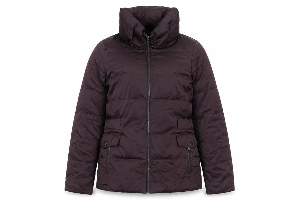 Front view of Cortefiel Women's Brown Puffer Jacket, size S, Winter
