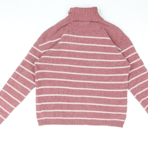 MNG Women's Pink Striped Roll Neck Jumper Size 14