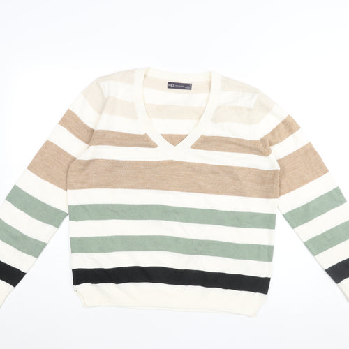 Marks and Spencer Women's Striped V-Neck Jumper