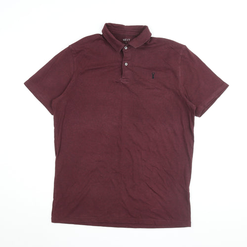 Next Men's Brown Polo Shirt L Short Sleeve Casual