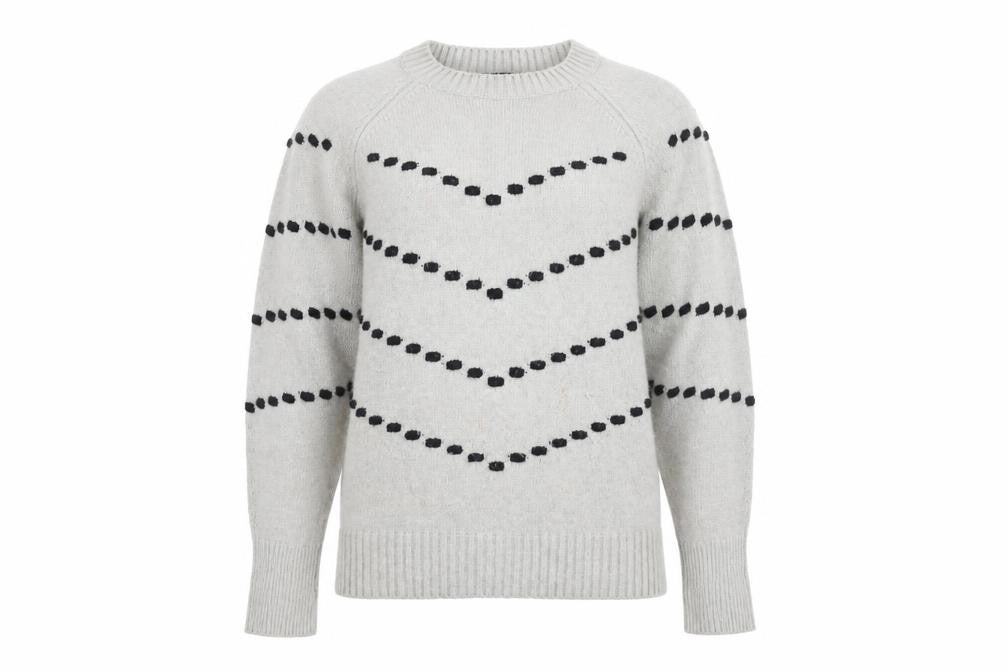 Front view of Klass Women's Grey Jumper L with Geometric Pattern