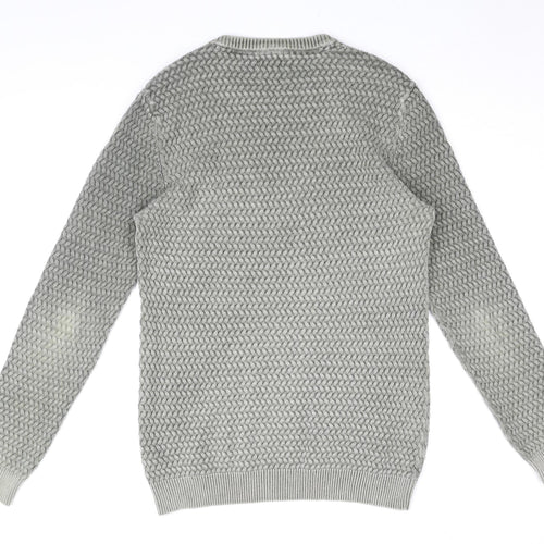 Next Men's Grey Cotton Pullover Jumper, M, Crew Neck