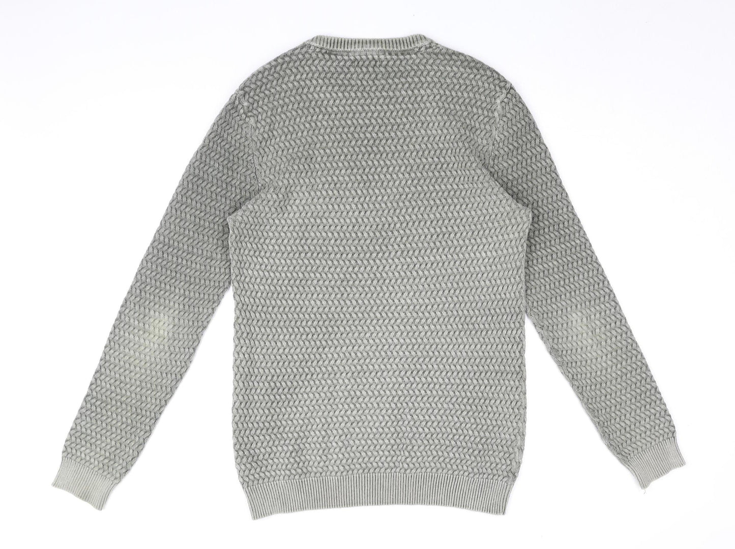 Next Men's Grey Cotton Pullover Jumper, M, Crew Neck