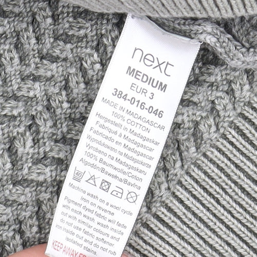 Next Men's Grey Cotton Pullover Jumper, M, Crew Neck