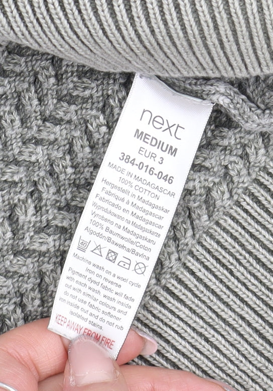 Next Men's Grey Cotton Pullover Jumper, M, Crew Neck