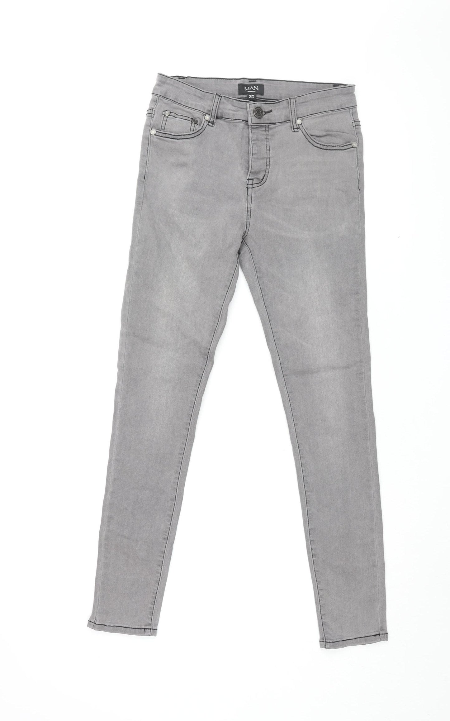 boohooMAN Men's Grey Skinny Jeans Size 30