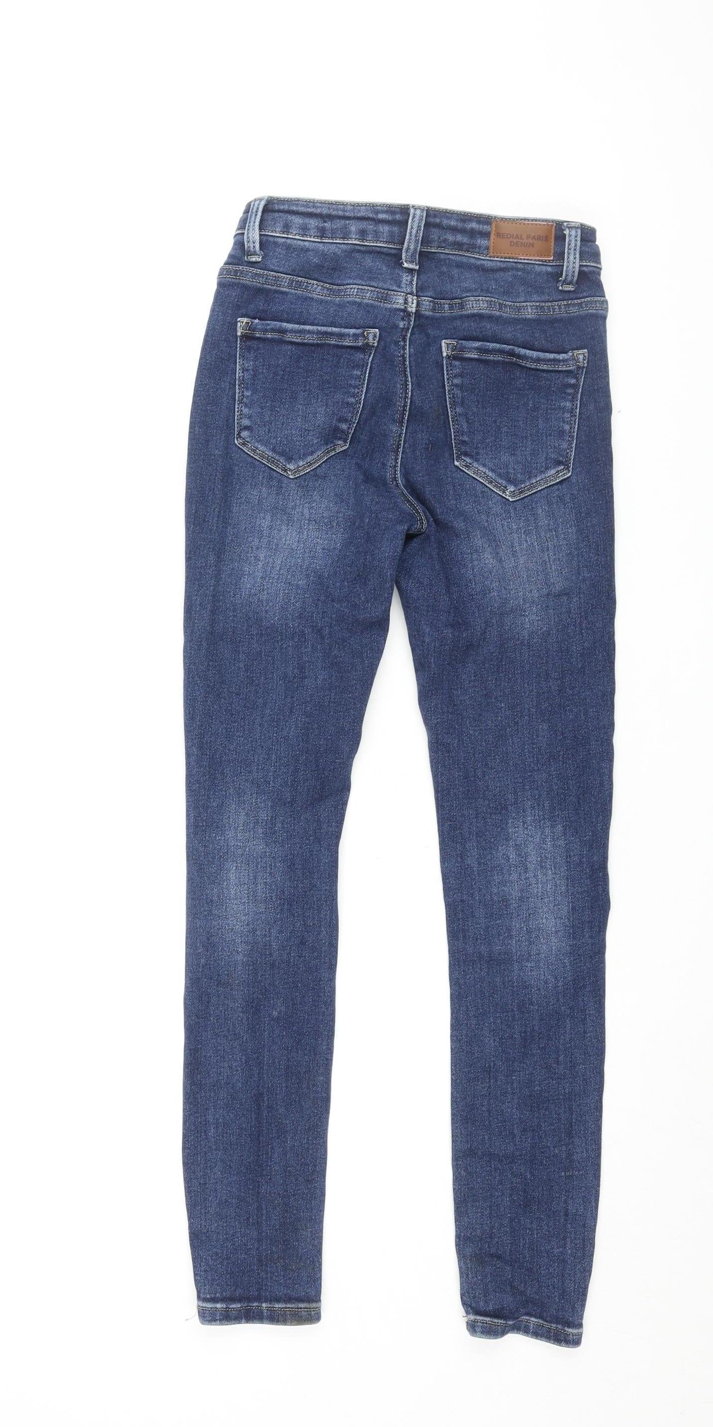 Redial Women's Blue Skinny Distressed Jeans XS