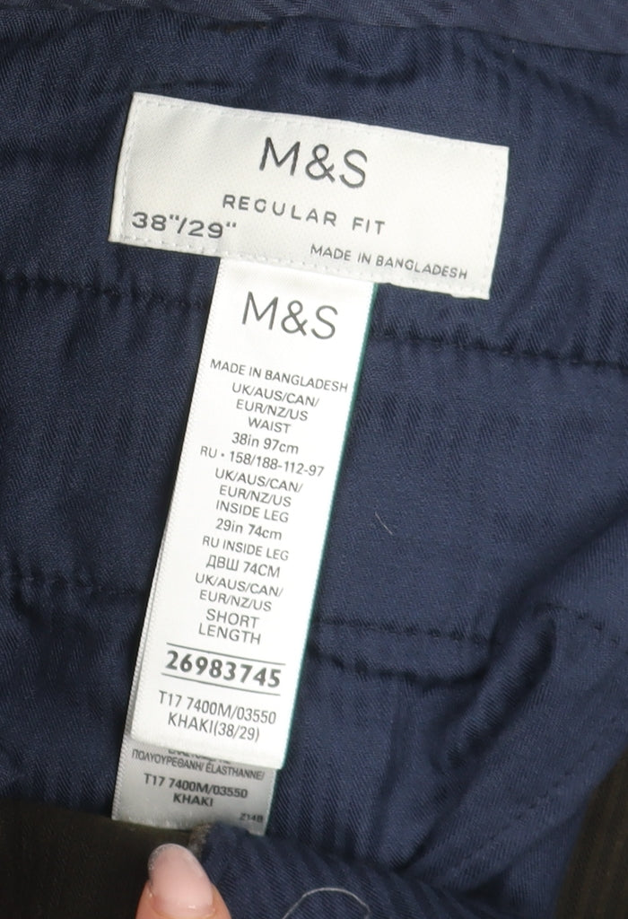 Marks and Spencer Men's Green Corduroy Khakis