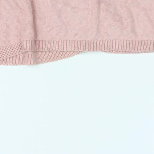 H&M Girls Pink Floral Cardigan 8Y Cotton Knit Long Sleeve