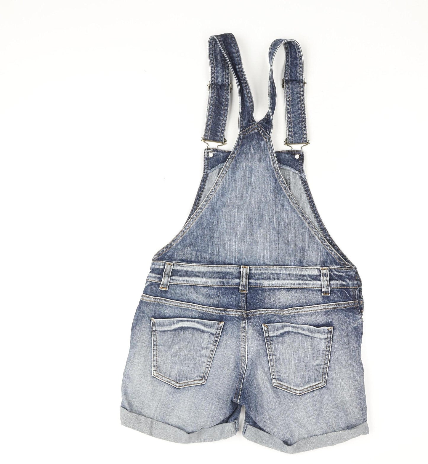 Topshop Women Blue Denim Dungaree - Size 12, Adjustable Straps