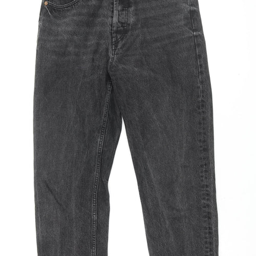 Zara Women's Black Straight-Leg Distressed Jeans Size 12