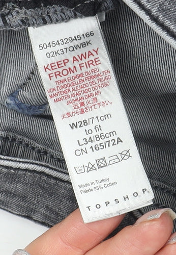 Topshop Women's Grey Skinny Jeans, Size 12