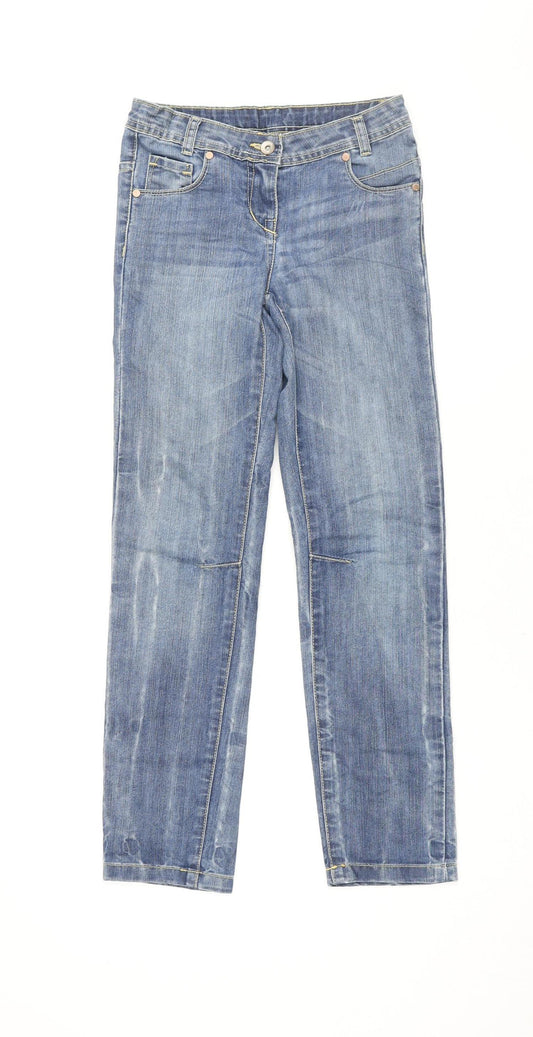 Marks and Spencer Girls Blue Straight Jeans, Size 10 Years