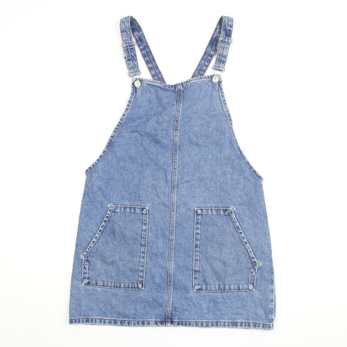 Topshop Women's Blue Denim Pinafore Dress Size 12