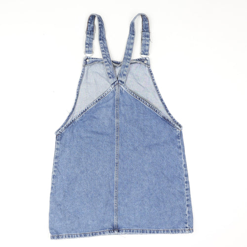 Topshop Women's Blue Denim Pinafore Dress Size 12