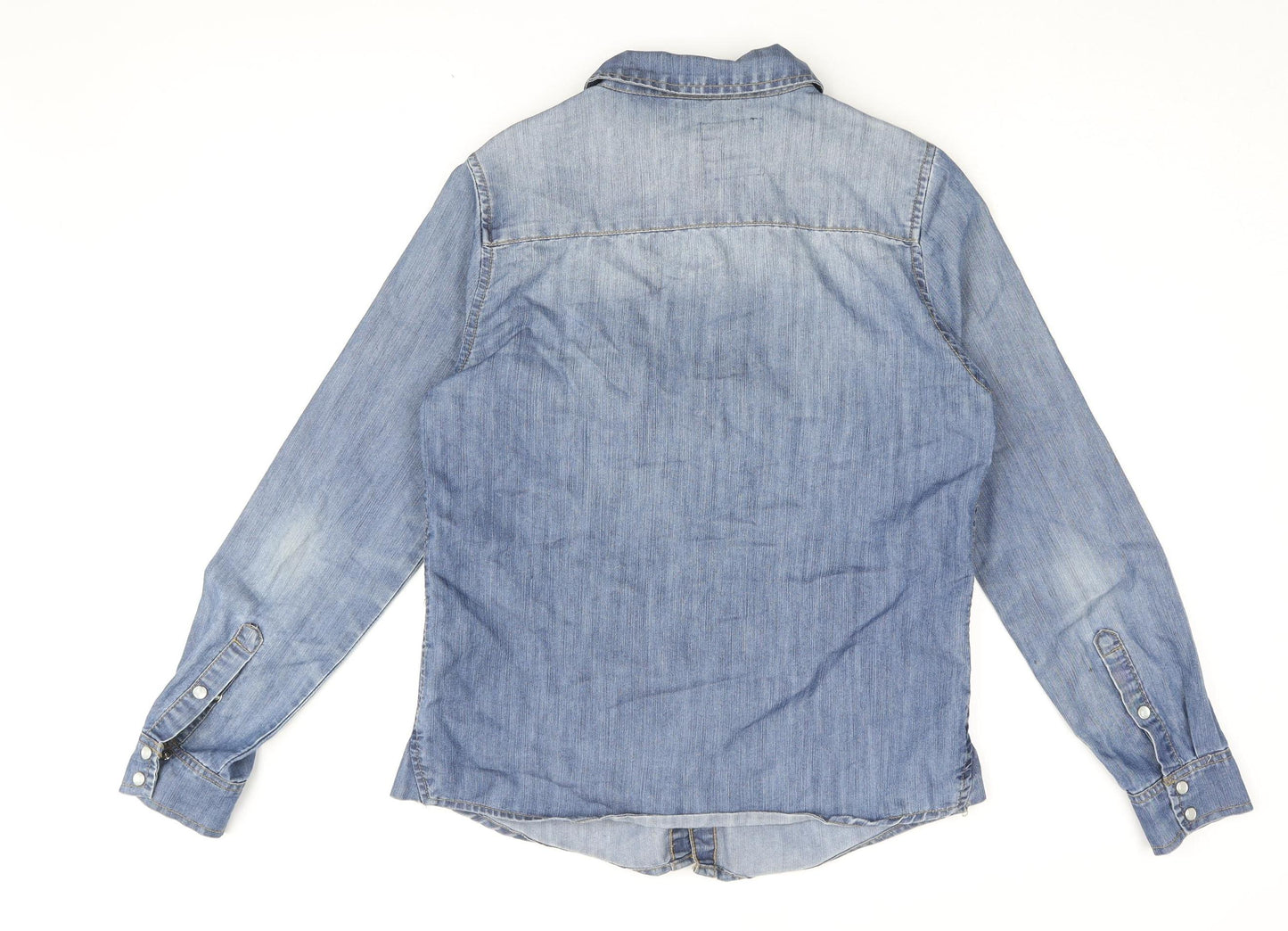 New Look Women's Blue Denim Button-Up Shirt Size 10