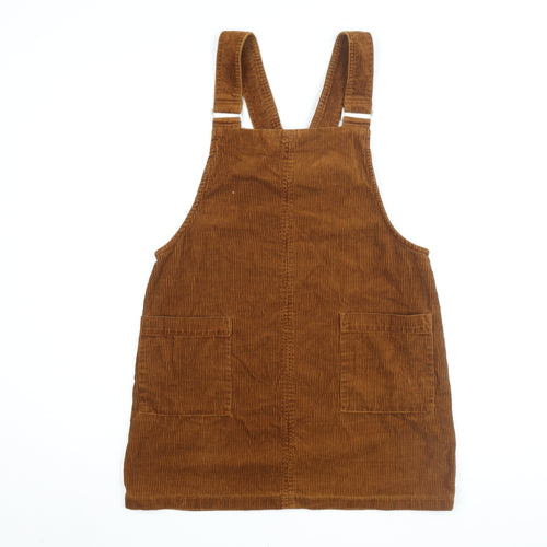 New Look Women's Brown Corduroy Pinafore Dress Size 12