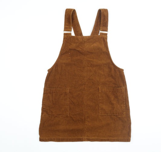 New Look Women's Brown Corduroy Pinafore Dress Size 12