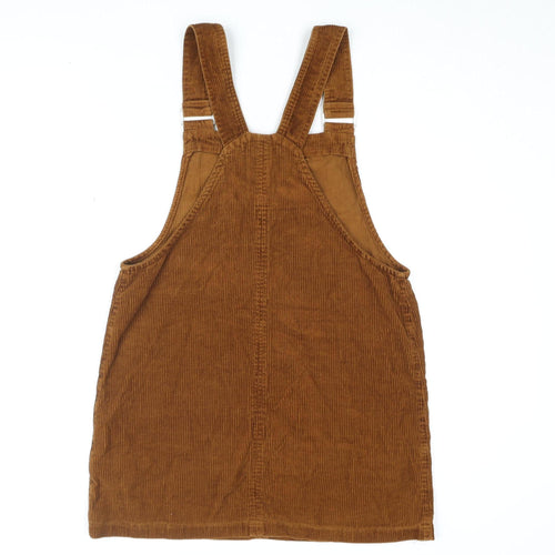 New Look Women's Brown Corduroy Pinafore Dress Size 12