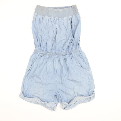 Next Women's Blue Playsuit, Size 12, Cotton Chambray