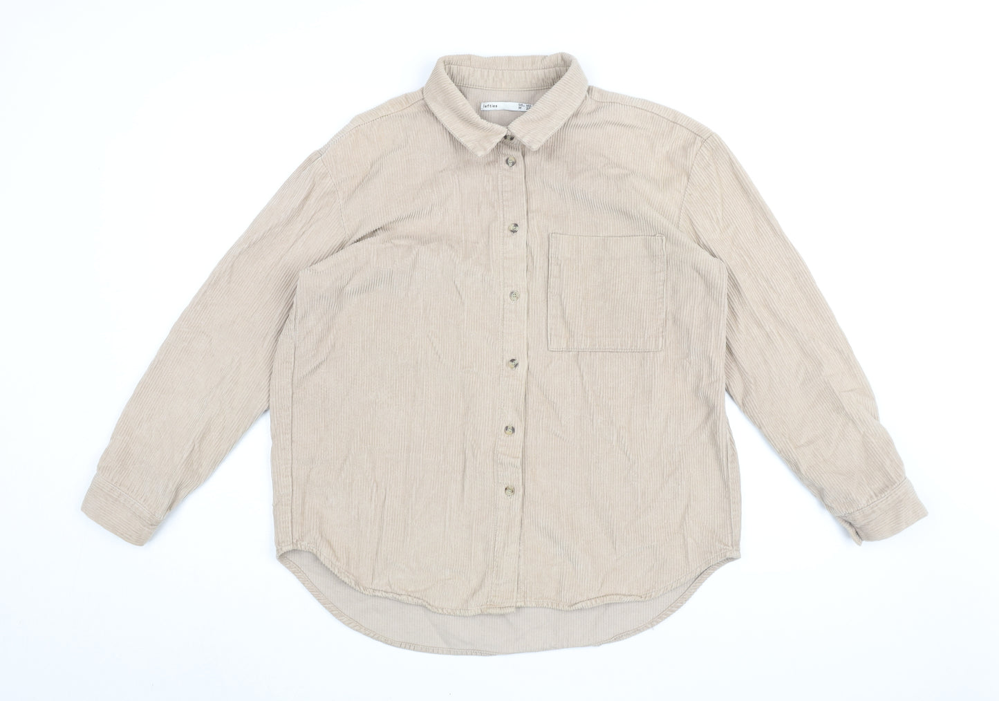 lefties Men's Beige Corduroy Button-Up Shirt Size M