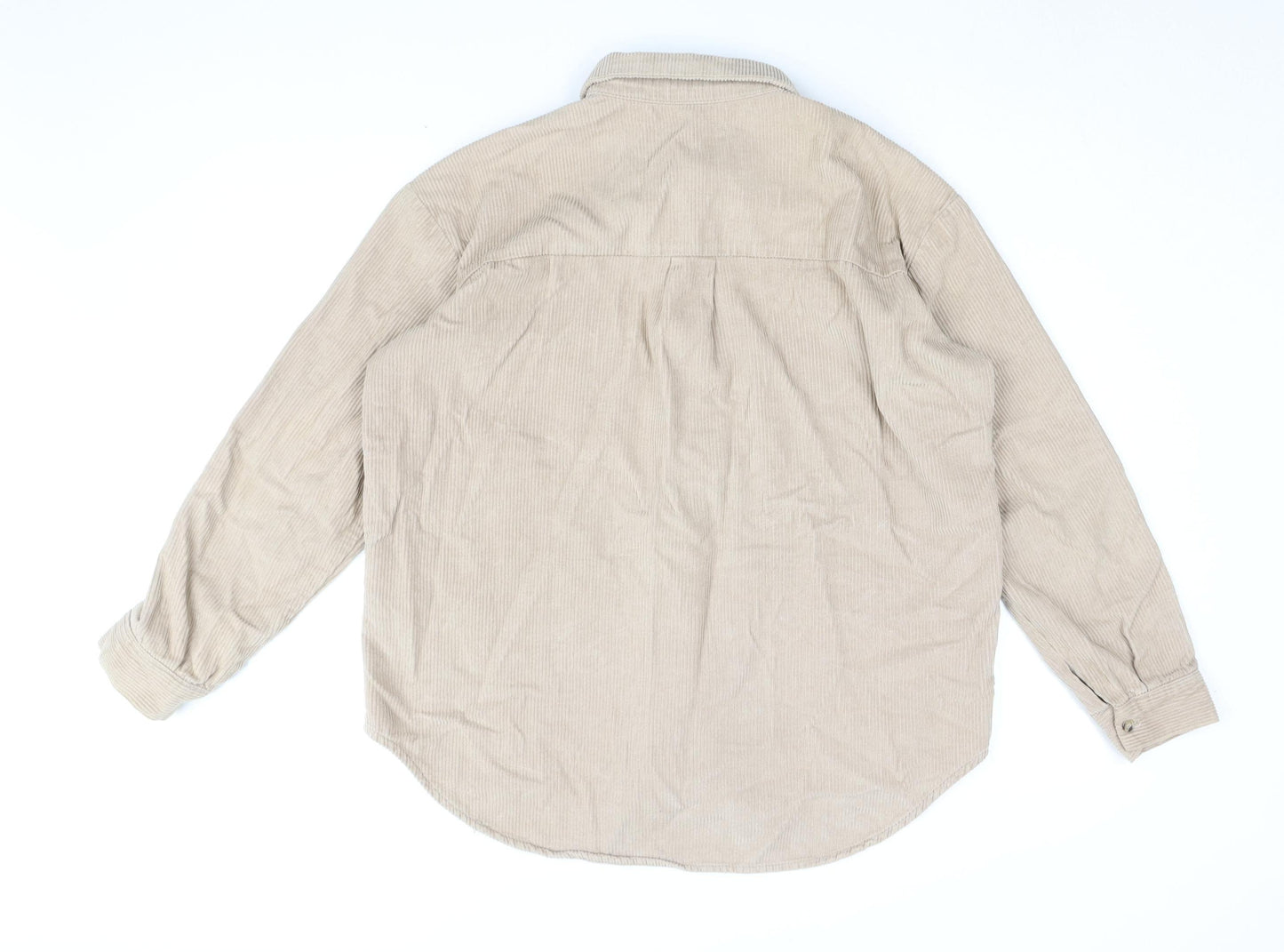 lefties Men's Beige Corduroy Button-Up Shirt Size M