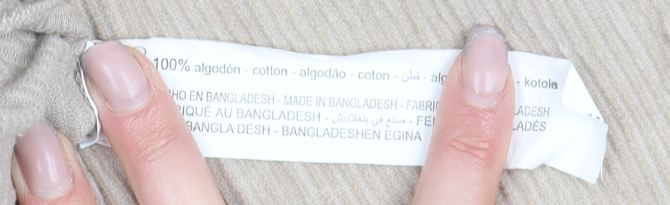 lefties Men's Beige Corduroy Button-Up Shirt Size M