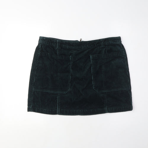 Marks and Spencer Green Corduroy Skirt, Women, Size 16