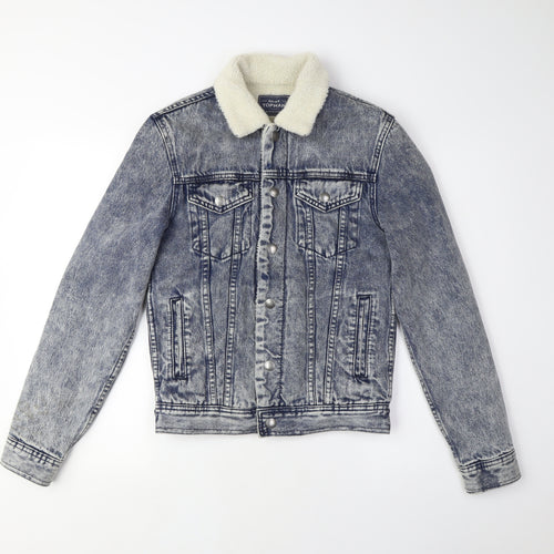 Topman Men's Blue Denim Jacket XS Casual Style