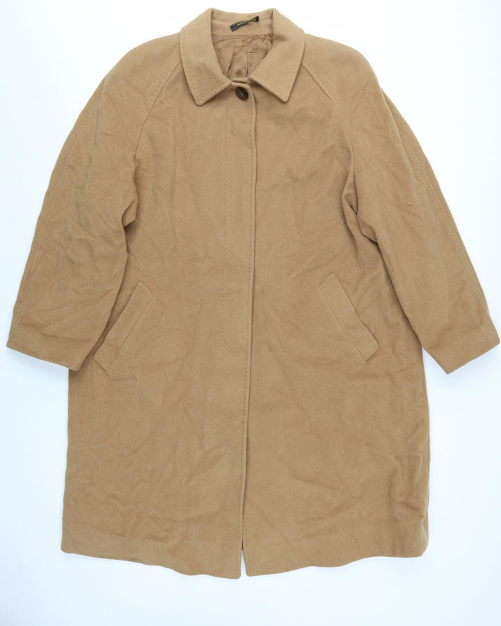 Quattro più Women's Beige Wool Cashmere Overcoat Size 16