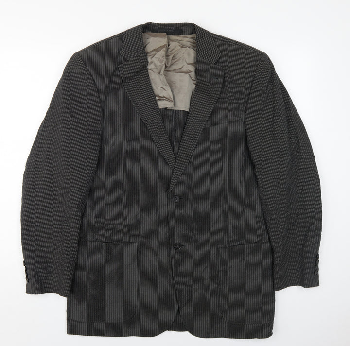 Strellson Men's Black Pinstripe Blazer 48R Business