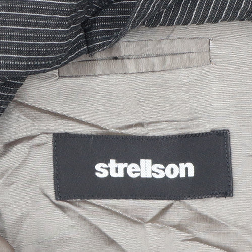 Strellson Men's Black Pinstripe Blazer 48R Business