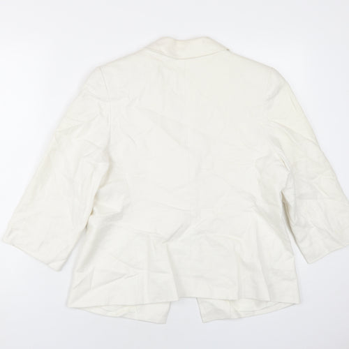 Tina Taylor Women's Ivory Linen Blazer 3/4 Sleeve UK 14