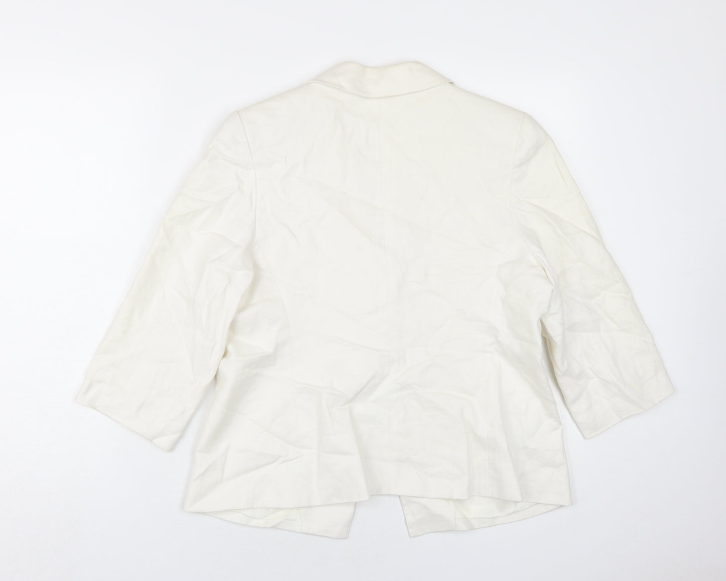 Tina Taylor Women's Ivory Linen Blazer 3/4 Sleeve UK 14