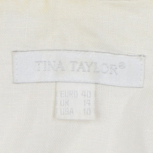 Tina Taylor Women's Ivory Linen Blazer 3/4 Sleeve UK 14