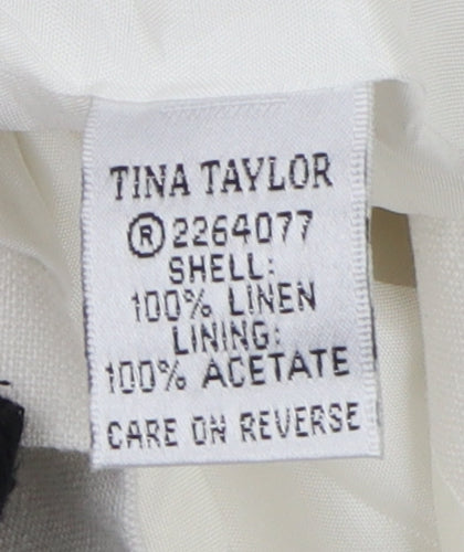 Tina Taylor Women's Ivory Linen Blazer 3/4 Sleeve UK 14