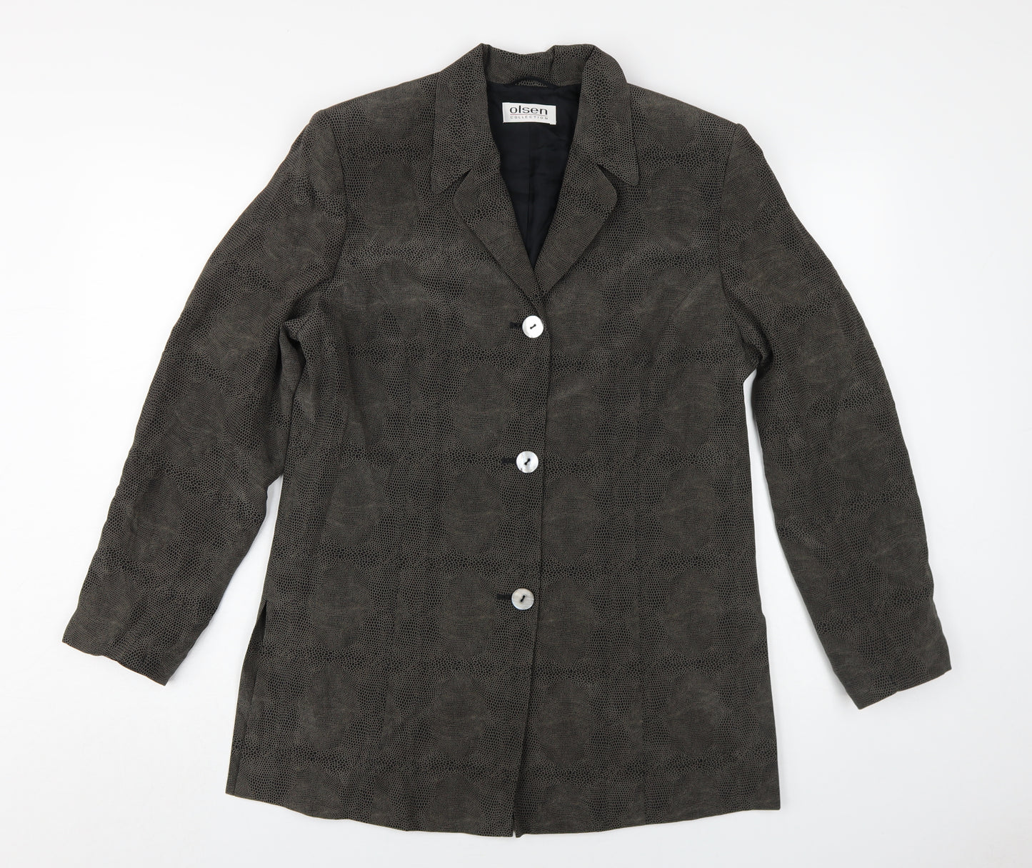 Olsen Women's Brown Animal Print Silk Blazer Size 12