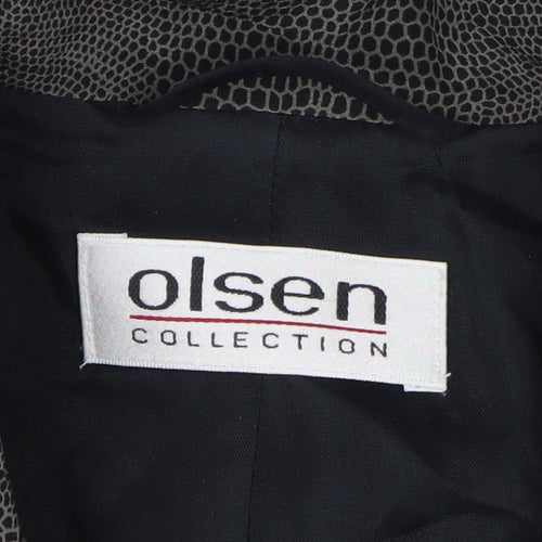 Olsen Women's Brown Animal Print Silk Blazer Size 12