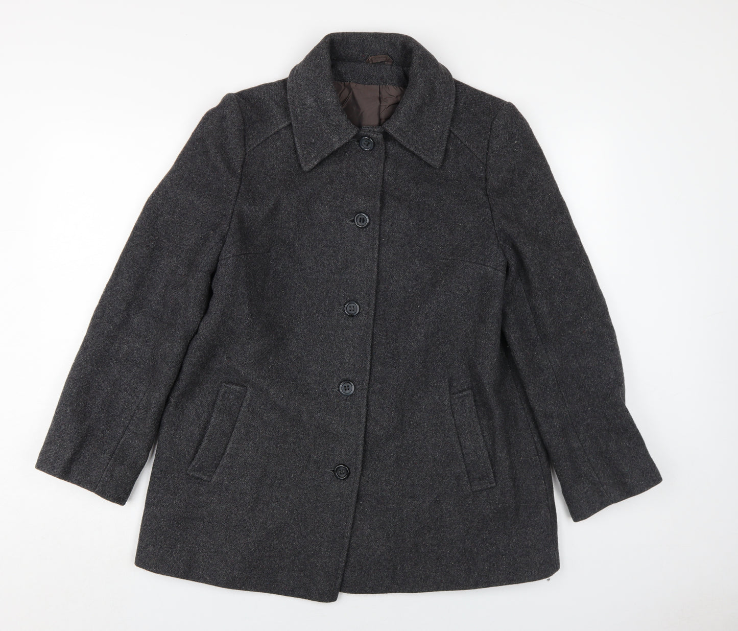 Littlewoods Women's Grey Wool Coat, Size 14