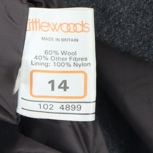 Littlewoods Women's Grey Wool Coat, Size 14
