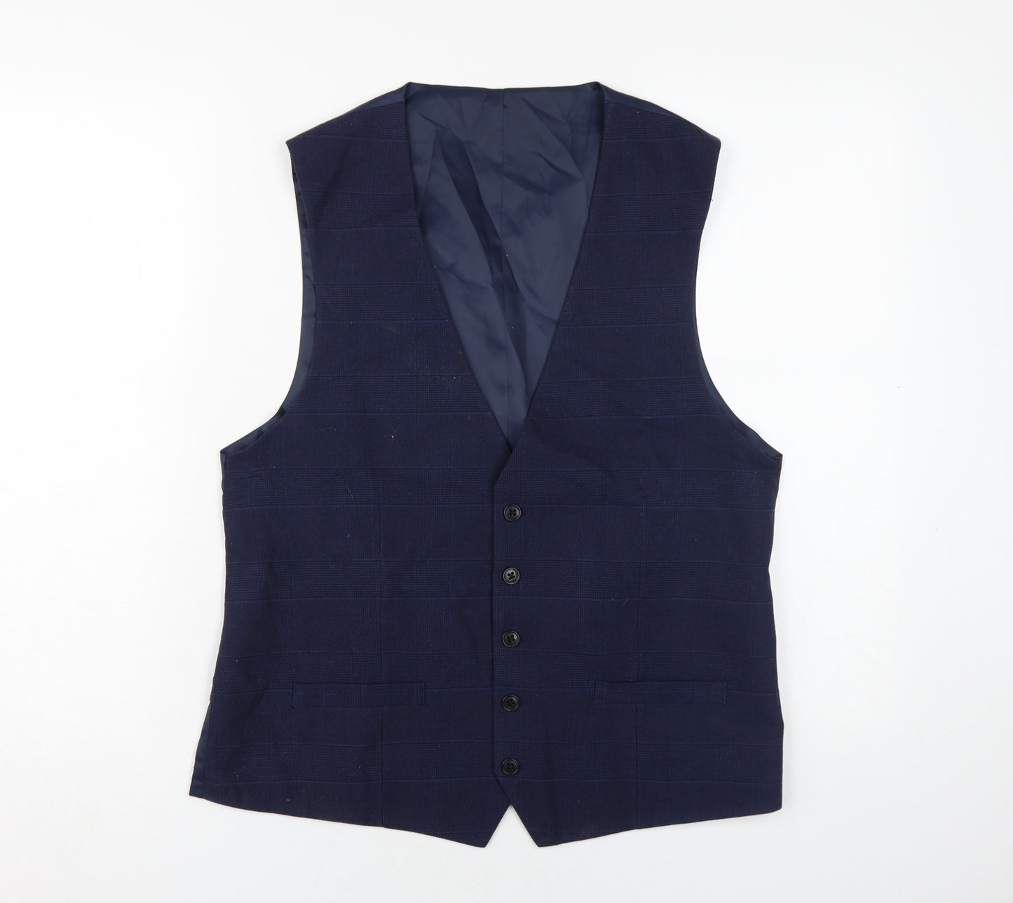 Moss Men's Blue Slim Fit Suit Waistcoat 44R