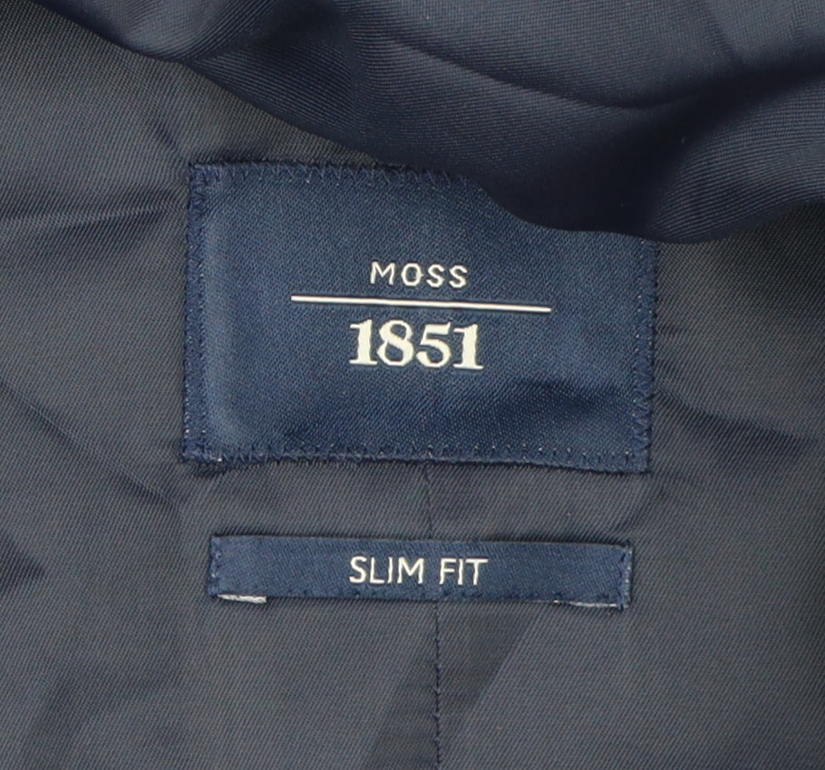 Moss Men's Blue Slim Fit Suit Waistcoat 44R