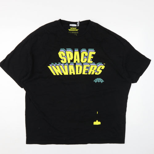 Difuzed Men's Black Space Invaders T-Shirt, M