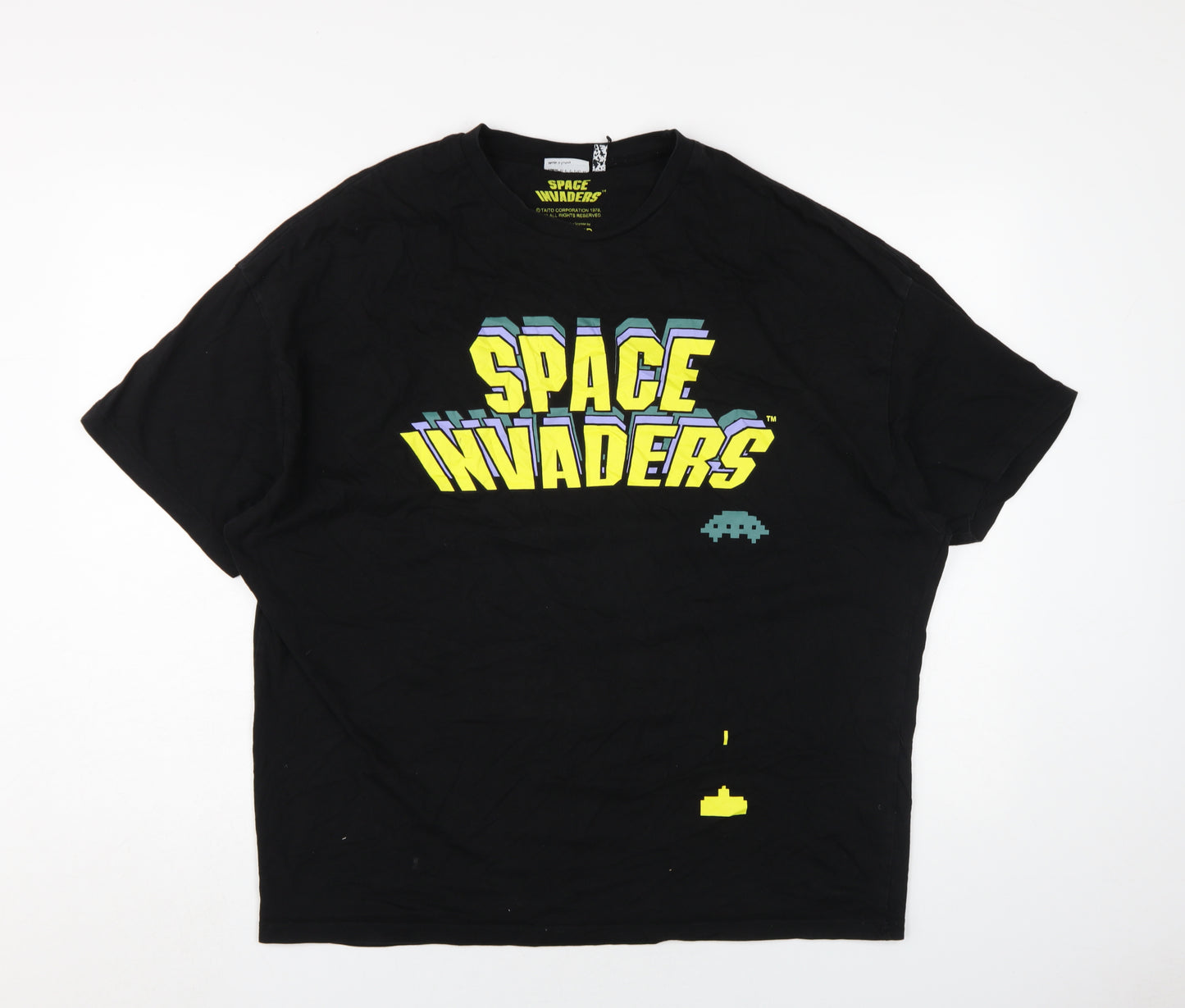 Difuzed Men's Black Space Invaders T-Shirt, M