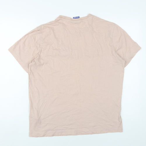 Champion Men's Beige Logo T-Shirt - L, Short Sleeve