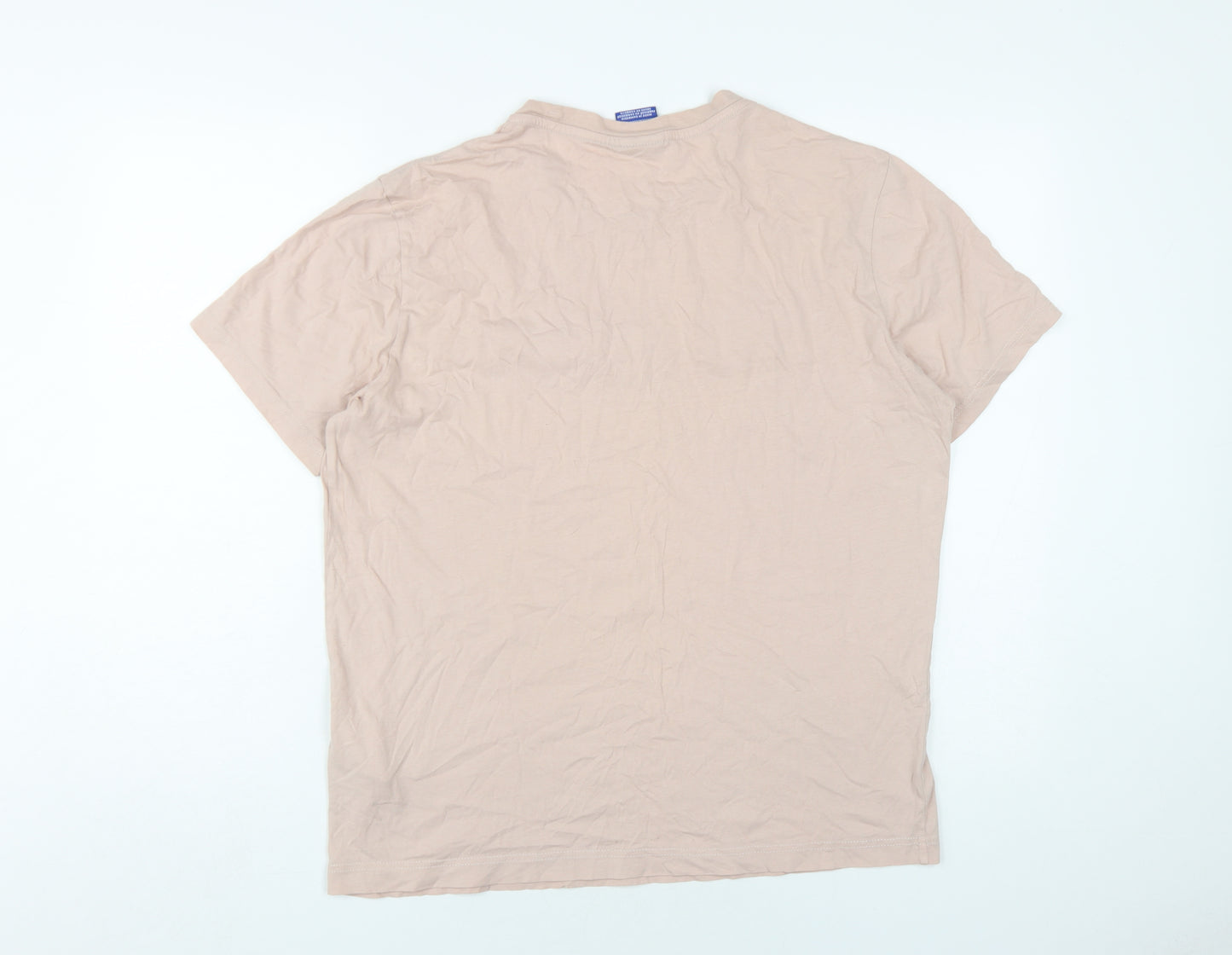 Champion Men's Beige Logo T-Shirt - L, Short Sleeve