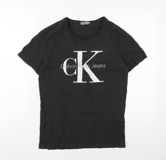 Calvin Klein Women's Black T-Shirt Size S Crew Neck Casual