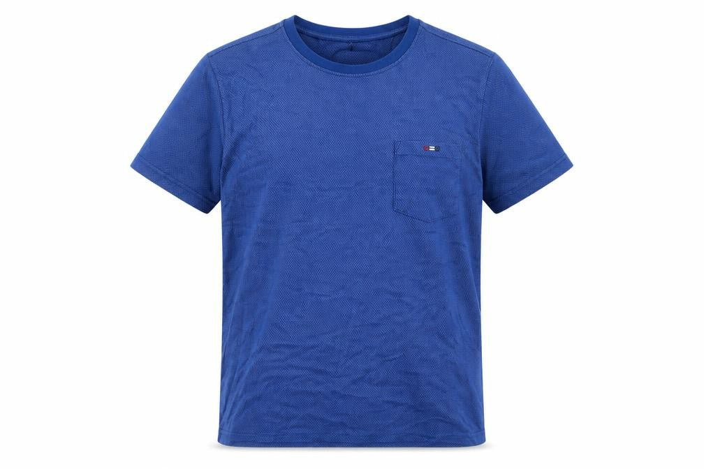Bison Men's Blue Crew Neck Short Sleeve T-Shirt M