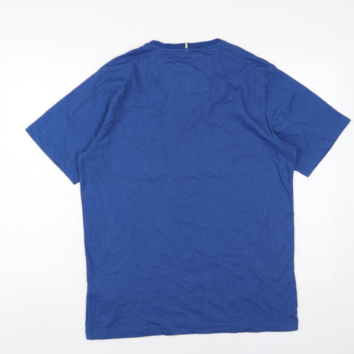 Bison Men's Blue Crew Neck Short Sleeve T-Shirt M
