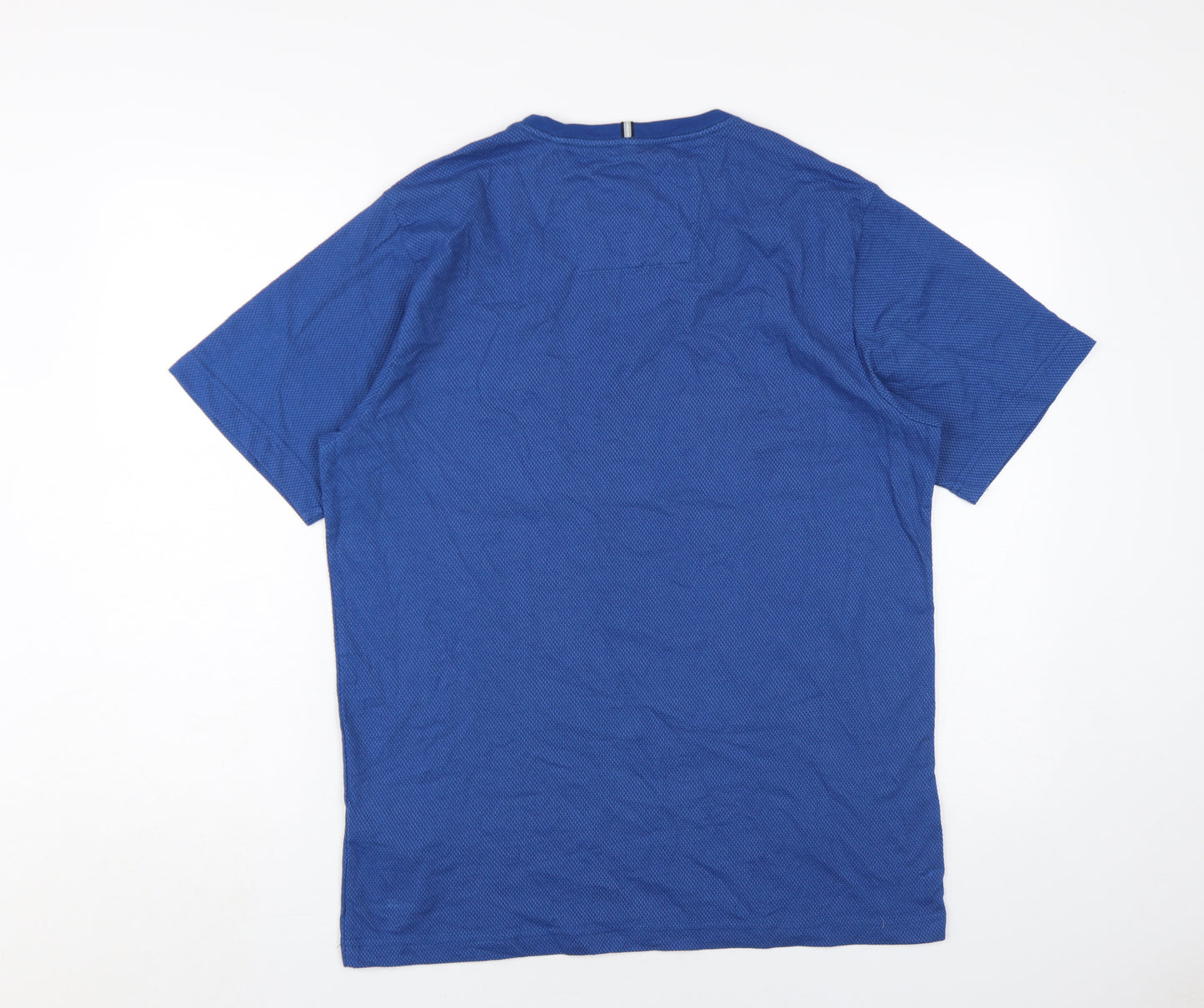 Bison Men's Blue Crew Neck Short Sleeve T-Shirt M